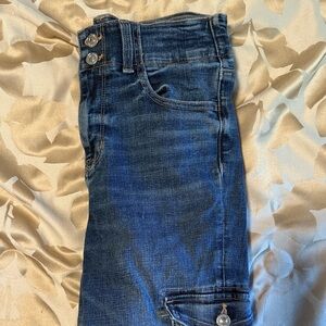 American Eagle Outfitters Dark Blue Skinny Jeans with cargo pockets.